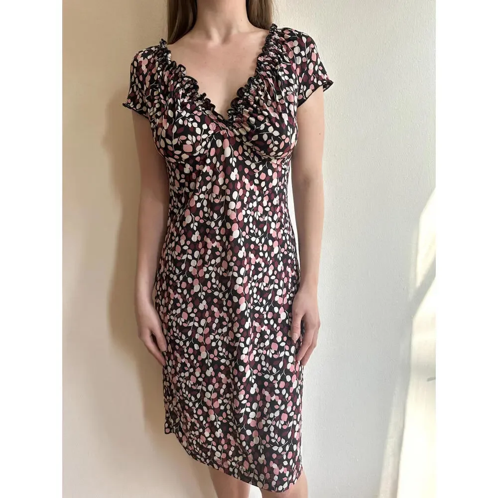 Floral Babydoll Ruffle Hem Short Sleeve Midi Dress - Picture 3 of 5